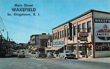 c1958 Wakefield South Kingstown Rhode Island Main Street View Vintage Postcard picture