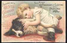 Hoyt's German Cologne Perfumes Rubifoam Victorian Trade Card Child w/ Dog picture