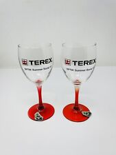 Vintage Terex Logo Custom Wine Glass Set of 2 Summer Social 07 Collectible NOS picture