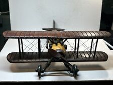 Vintage Handcrafted Biplane Fighter Pilot Plane Airplane Wooden Model picture