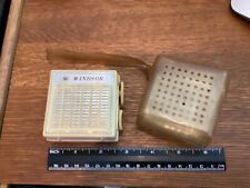 VINTAGE MINIATURE POCKETWINDSOR AM TRANSISTOR RADIO WITH ORIGINAL CARRYING CASE. picture
