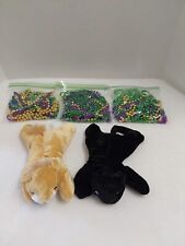 3 Dozen (36) Mardi Gras Beads (Multicolor) & 2 Small Stuffed Animals picture