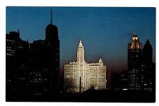 Chicago Illinois skyline from Randolph Street near Outer Drive vintage postcard picture