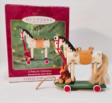 2000 Hallmark Keepsake Ornaments A Pony for Christmas Series White Horse & Bear picture