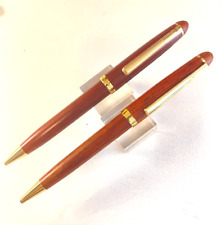 2 Wood turned ball pens. Gold Trim .  Each works.  Excellent picture
