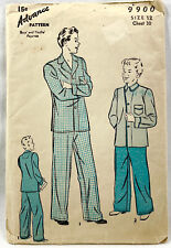 1930s Advance Sewing Pattern 9900 Boys Pajamas 2 Styles Size 12  Antique 11146 picture