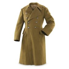 Vintage Romanian Army Wool Greatcoat Surplus Officer Trenchcoat, Medium-Large picture