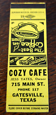 Vintage Matchbook: Cozy Cafe, Gatesville, TX picture
