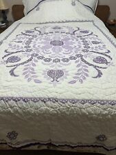 Vintage Stunning Hand Sewn Cross Stitched Quilt, 93 X 79, Mint Condition,  Dated picture