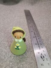 NINA NORWAY Hand painted Wooden Figurine Girl Doll Green & Floral picture