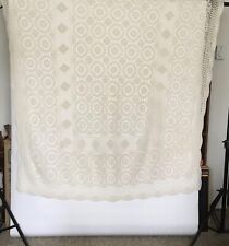 Vintage cotton crochet tablecloth 110” x 64” picture