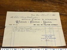 1900 Boston MA Receipt Billhead Page & Baker Furniture Schooner Hny Worthington picture