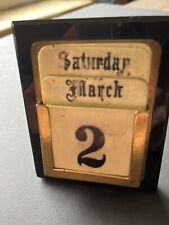 Art Deco Perpetual Calendar Germany-Black Glass-Brass-French Ivory  picture