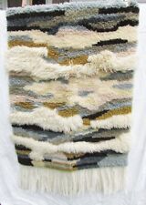 Abstract shag tapestry wall hanging rug mid-Century vintage 22x30
