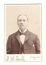Antique F.W. Snell Cabinet Card Photo Prominent Gentleman Man Markesan Wisconsin picture