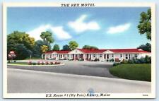 KITTERY, ME Maine ~ Roadside THE REX MOTEL 1940s York County  Linen Postcard picture