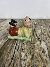 Vintage Miniature Porcelain Ceramic Smiling Yoga Mat Man Figurine Occupied Japan picture