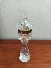 Vintage 9.5” Tall Crystal Glass Tabletop Lighter Paperweight Brass Accents picture