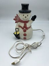 Vintage Christmas Ceramic Light Up Snowman Figure Statue W/ Cord 9” Works picture