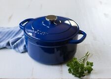 LODGE Cast Iron 5.5QT Enameled Dutch Oven - Indigo Blue Versatile Cookware picture