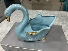 Vintage Art Deco Swan MidCentury Mod Ceramic  Swan Planter W/Gold Luster picture