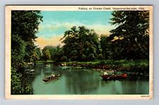Geneva-On-The-Lake, OH-Ohio, Fishing On Cowles Creek, Antique Vintage Postcard picture