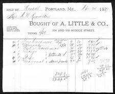 1879 A.W. Knowlton* Newburgh, ME A. Little & Co. Portland Grey Cashmere Billhead picture