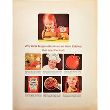 Vintage Oct 1963 Print Ad Heinz Tomato Ketchup Red Haired Girl With Braids 10x13 picture