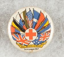 World War I 1917 Australian Red Cross Dieu Defend Le Droit  Pinback Button Badge picture