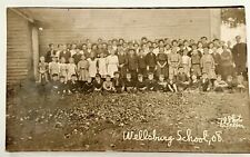 Rare POSTCARD Antique 1908 Children Class WELLSBURG School Photo By F.Green picture