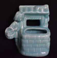 Vintage Shawnee USA Turquoise Glazed Planter, Girl at the Wishing Well - Retro picture