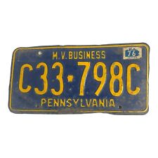 1976 Pennsylvania license plate tag M.V. Business C33-798C Man Cave Distressed picture