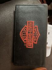 Vintage Harley Davidson Logo Black Leather Checkbook Holder picture
