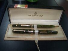 RARE 1936 Wahl Eversharp Gold Signature Brazilian Green Fountain Pen Pencil set picture