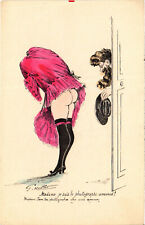 PC ARTIST SIGNED, SHEEP, GLAMOUR LADY, RISK, Vintage Postcard (b51868) picture