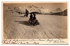 RPPC 1924 Sledding Children, Happy New Year, Swiss Alps, Switzerland picture
