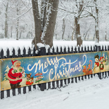 Vintage Christmas Decorations Merry Christmas Banner Vintage Santa Claus Snowman picture