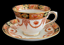 1920's Royal Albert Crown China Imari Devon Black Smooth Footed Cup & Saucer Set picture