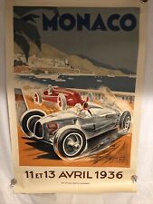 AWESOME 1936 Monaco poster re-printed by the automobile club in  1985 picture
