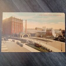 Postcard Union Station, P. R. R. Pittsburg PA Philadelphia McCreery DRY Goods  picture