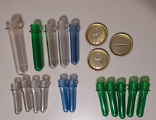 LOT OF (16) COCA-COLA SYRUP TEST TUBES + 3 NEW CAN LIDS picture