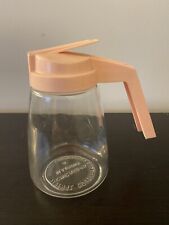 Vintage Federal Housewares 12 oz Glass Syrup Dispenser w/Pink Plastic Lid- Retro picture