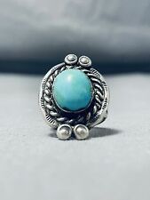 ENCHANTING VINTAGE NAVAJO TURQUOISE STERLING SILVER RING picture