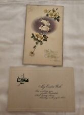 2 Antique Easter Postcards Bunnies,  & Easter Wish Non Posted picture