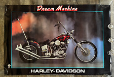 Harley Davidson Vintage Poster 1964 Panhead Motorcycle DREAM MACHINE 1987 Flames picture