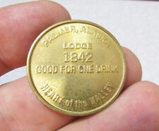 BPOE Elks Club Palmer Alaska lodge 1842 Brass token coin, good for one drink picture