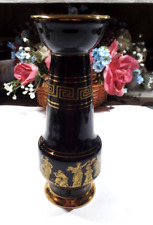 Vintage 24K Gold Handmade Greek Black Vase 8