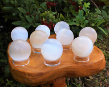 Selenite Crystal Sphere + Stand, LARGE 60 mm (Polished Selenite Crystal Healing) picture