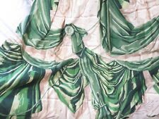 Vintage 40's 50's Romantic meets MCM Vintage Barkcloth drapes Grass Greens&Cream picture