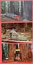 CONFUSION HILL, PIERCY, CALIF ~REDWOOD HIWAY~ MINI TRAIN~ 3 DIFF postcards~1960s picture